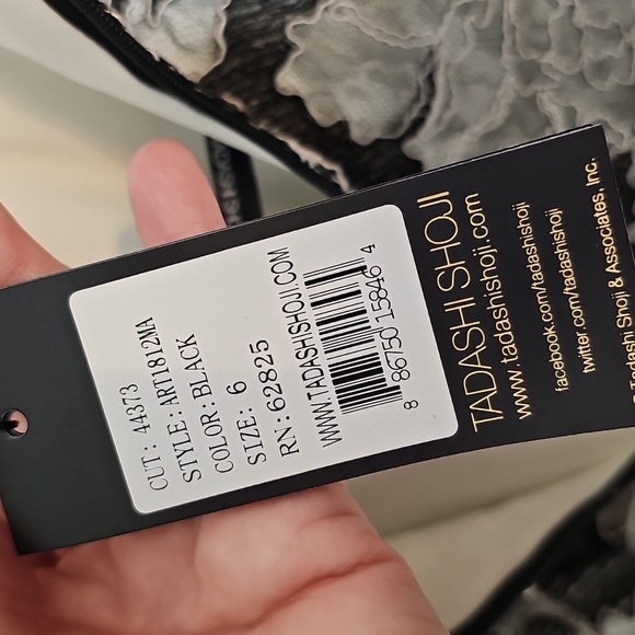 NWT Tadashi Shoji 6 Algiers Black and White Peony Floral Lace Cocktail‎ Dress - Picture 9 of 12
